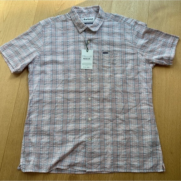 NWT Barbour Men's Deanhill Short Sleeve Button Down Seersucker Summer Shirt - Picture 1 of 10
